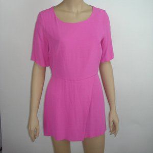 NWT Attention Brand Romper One Piece Dressy Solid Pink Short Sleeve Skort sz 14